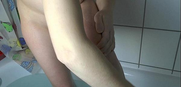  Young pregnant teen pee fetish shower shaving masturbating inserting squirting